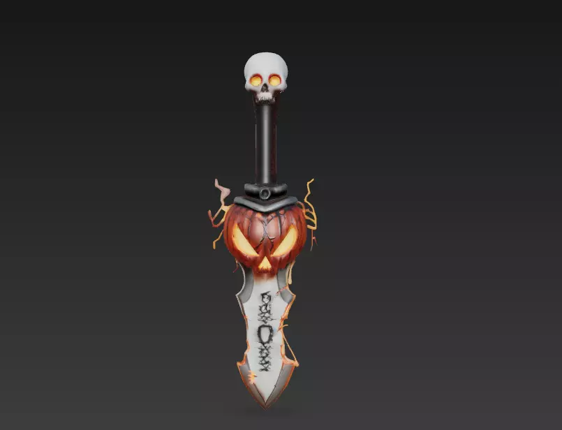 Pumpkin Reaper Dagger - Low Poly Stylized Halloween Blade 10K Low-poly 3D model_4