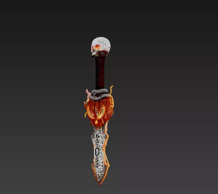 Pumpkin Reaper Dagger - Low Poly Stylized Halloween Blade 10K Low-poly 3D model_1
