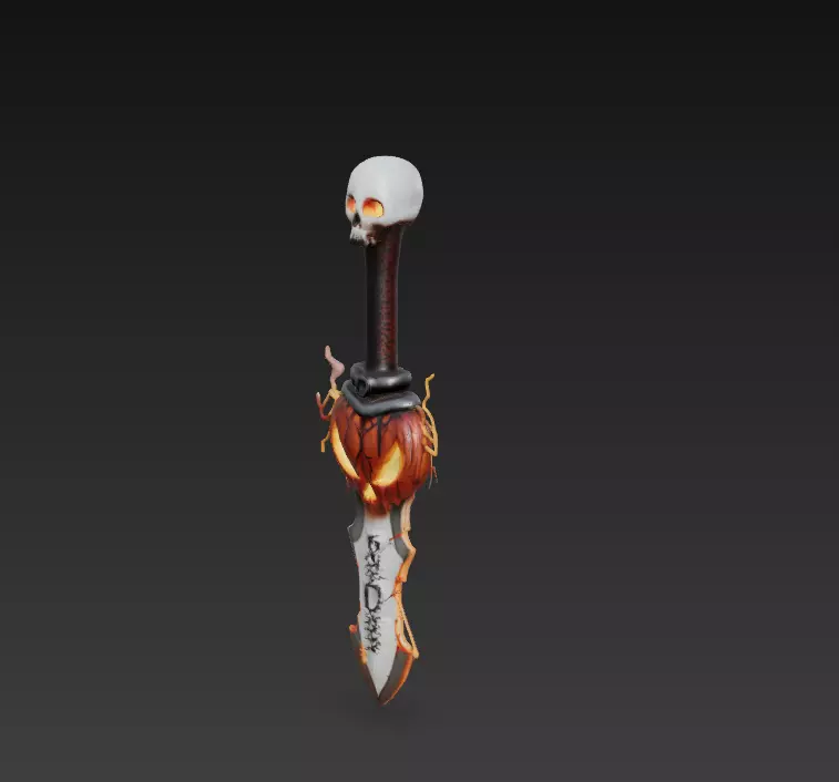 Pumpkin Reaper Dagger - Low Poly Stylized Halloween Blade 10K Low-poly 3D model_5