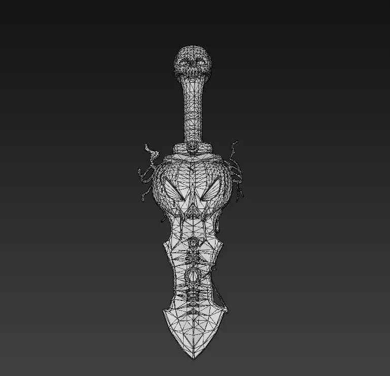 Pumpkin Reaper Dagger - Low Poly Stylized Halloween Blade 10K Low-poly 3D model_2