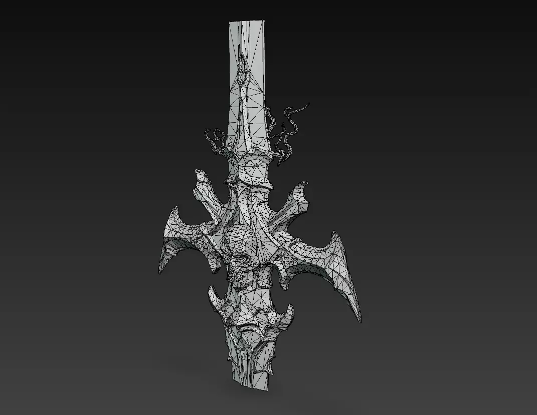 Crimson Necroblade - Bloodbound Gothic Sword 3D Model Low-poly 3D model_7