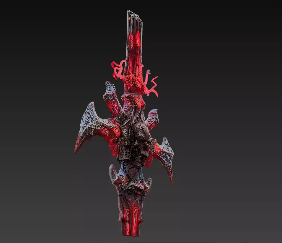 Crimson Necroblade - Bloodbound Gothic Sword 3D Model Low-poly 3D model_2