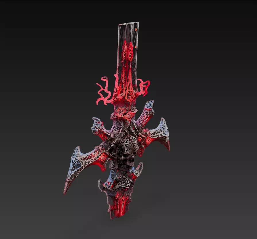 Crimson Necroblade - Bloodbound Gothic Sword 3D Model Low-poly 3D model_3