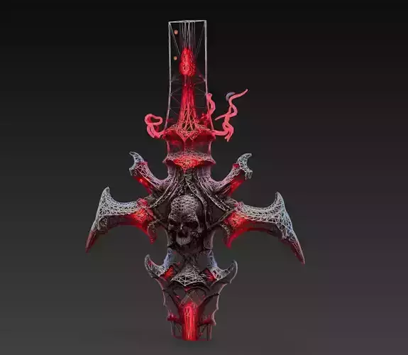 Crimson Necroblade - Bloodbound Gothic Sword 3D Model Low-poly 3D model Crimson Necroblade - Bloodbound Gothic Sword 3D Model Low-poly 3D model