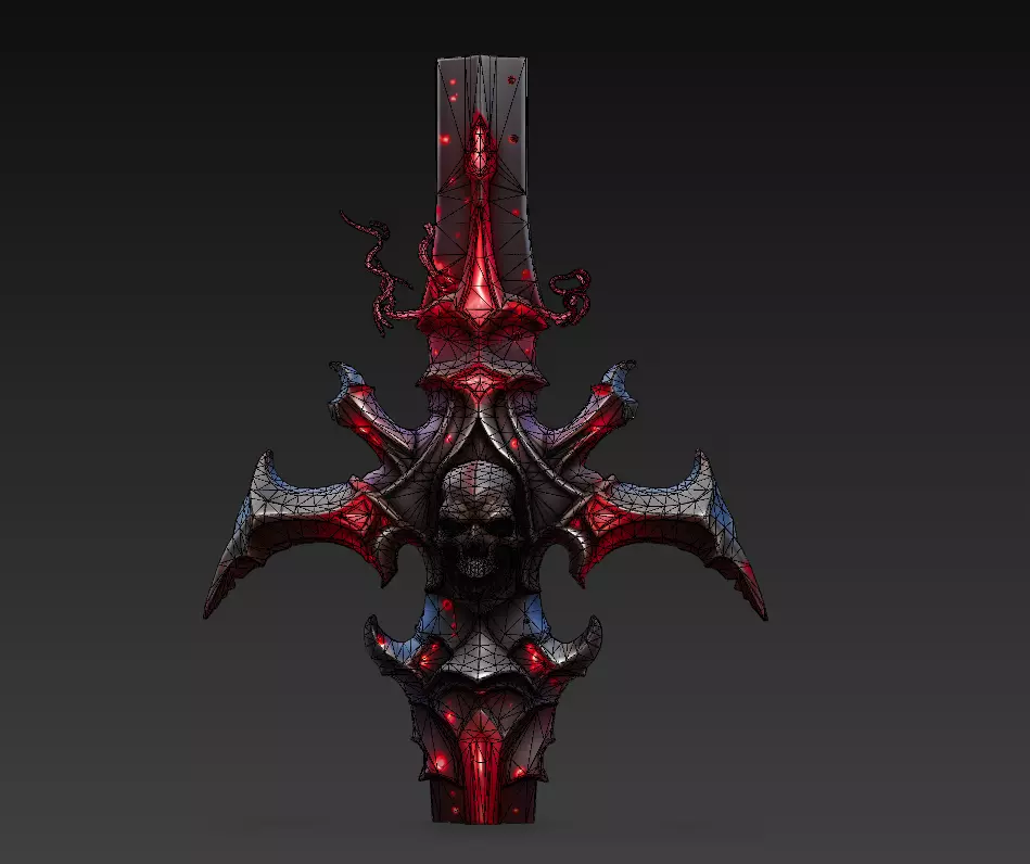 Crimson Necroblade - Bloodbound Gothic Sword 3D Model Low-poly 3D model_4
