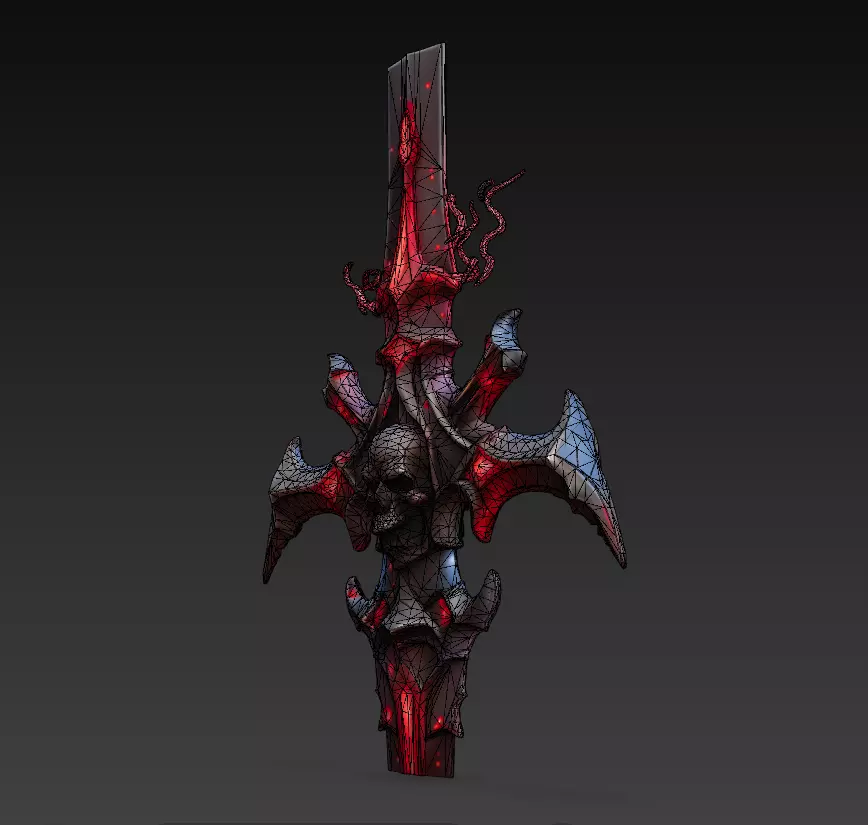 Crimson Necroblade - Bloodbound Gothic Sword 3D Model Low-poly 3D model_5