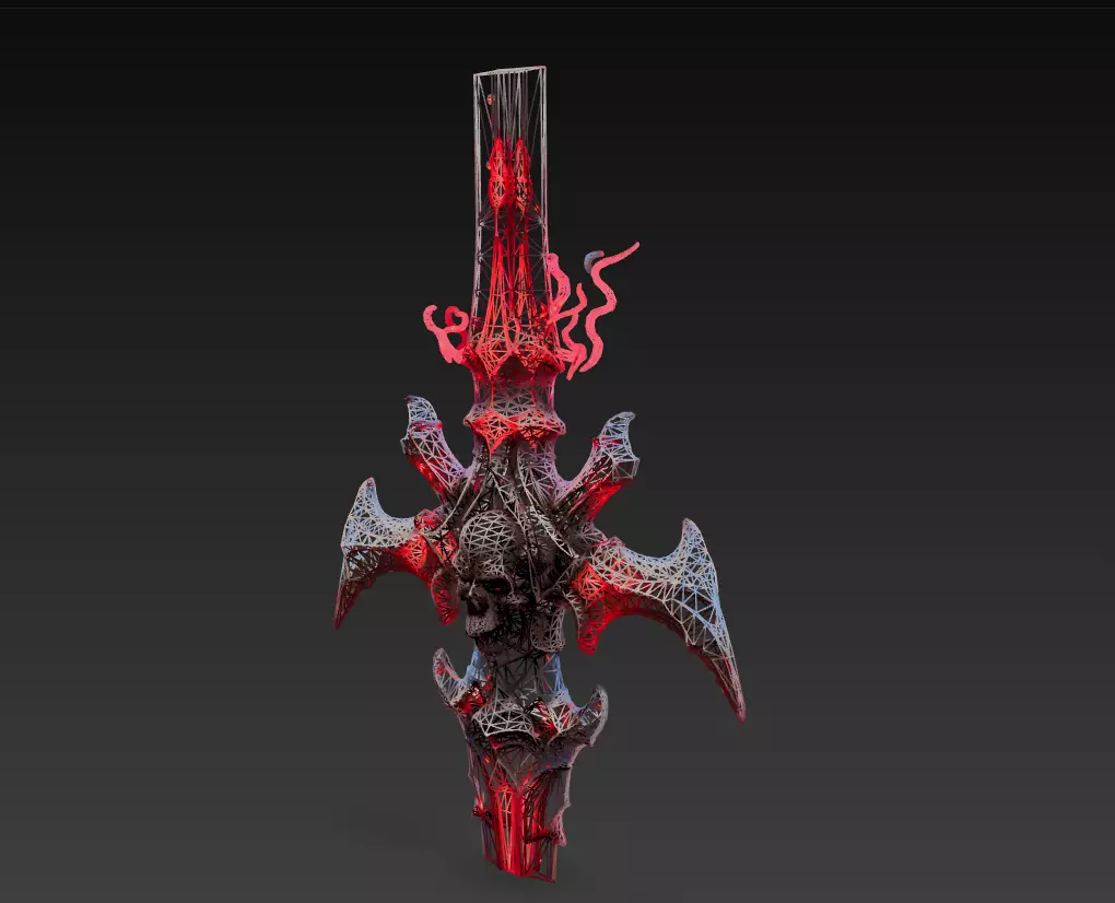 Crimson Necroblade - Bloodbound Gothic Sword 3D Model Low-poly 3D model_1