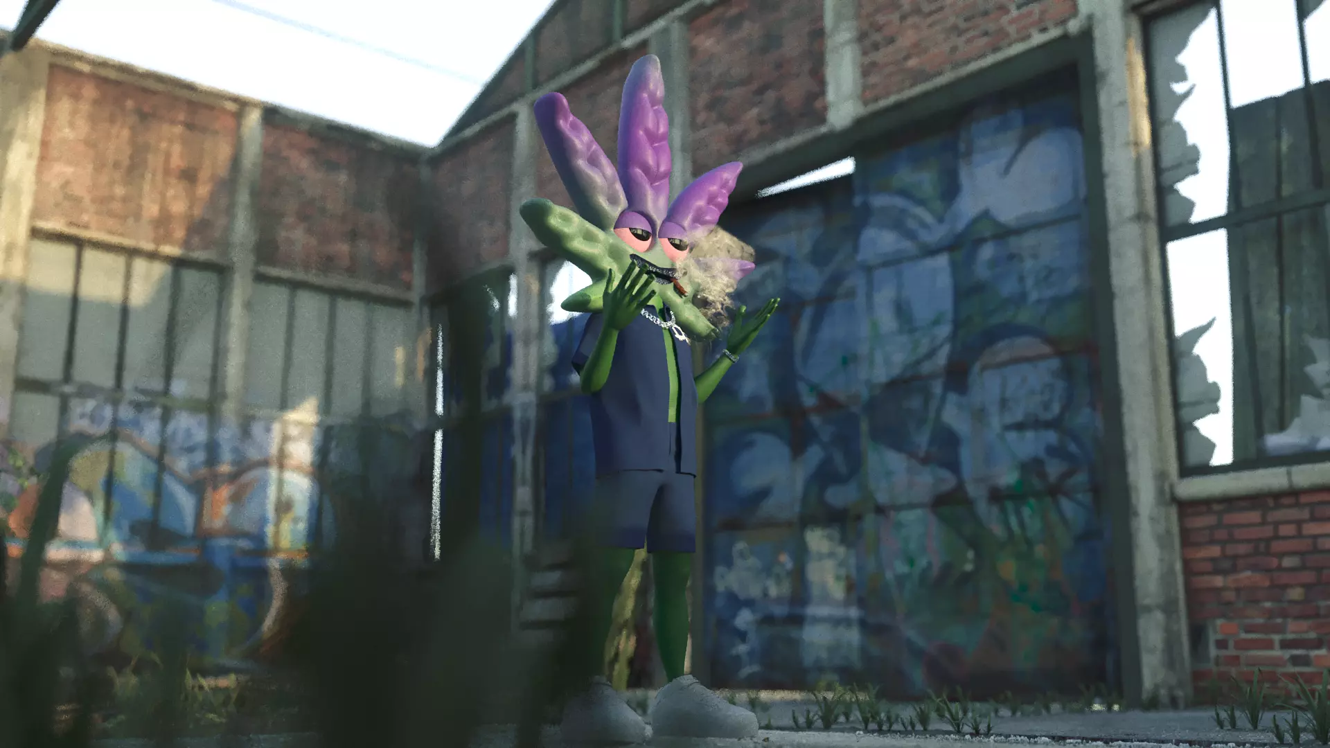 Cartoon Weed Head 3D model_3