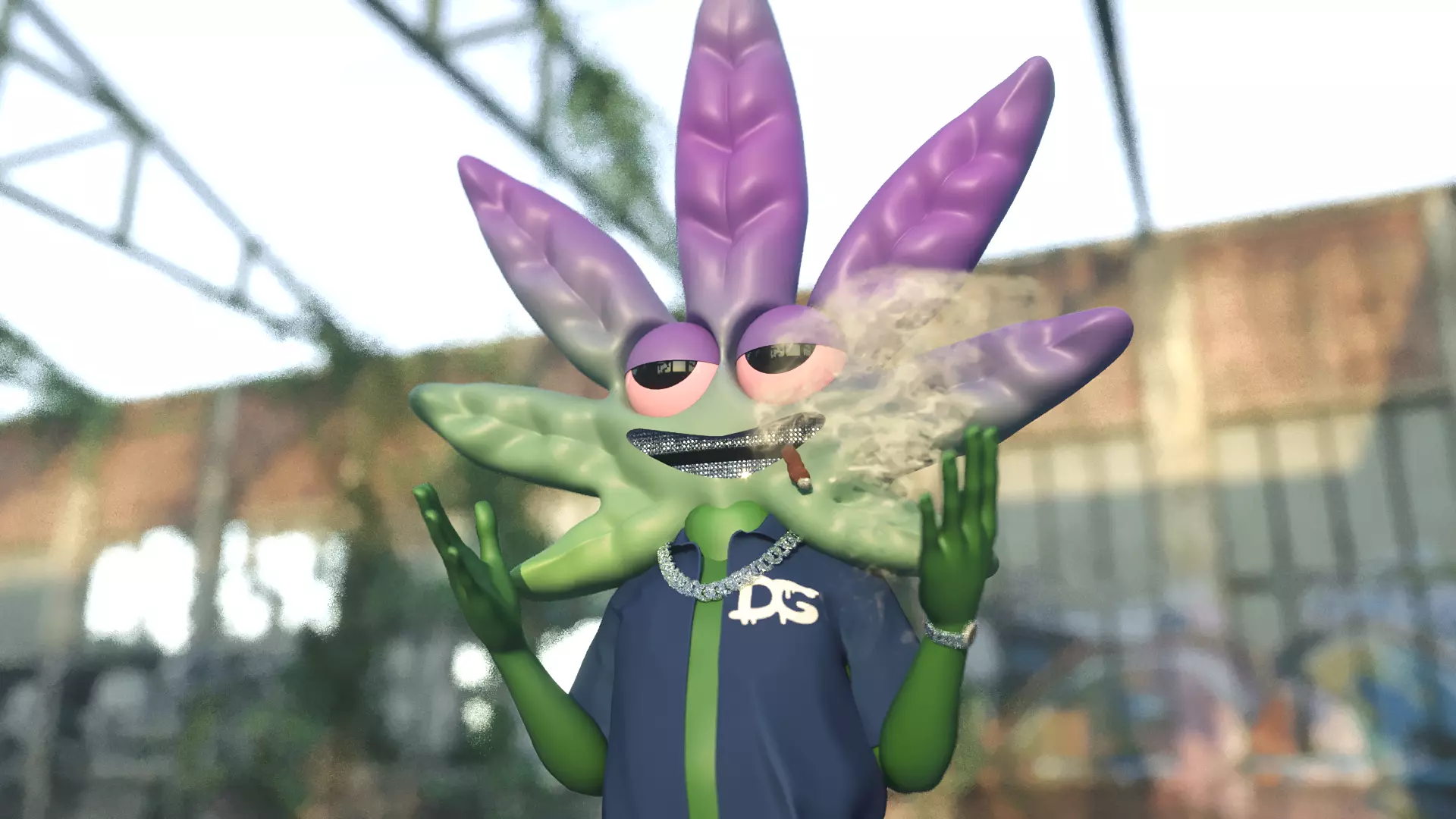 Cartoon Weed Head 3D model_0
