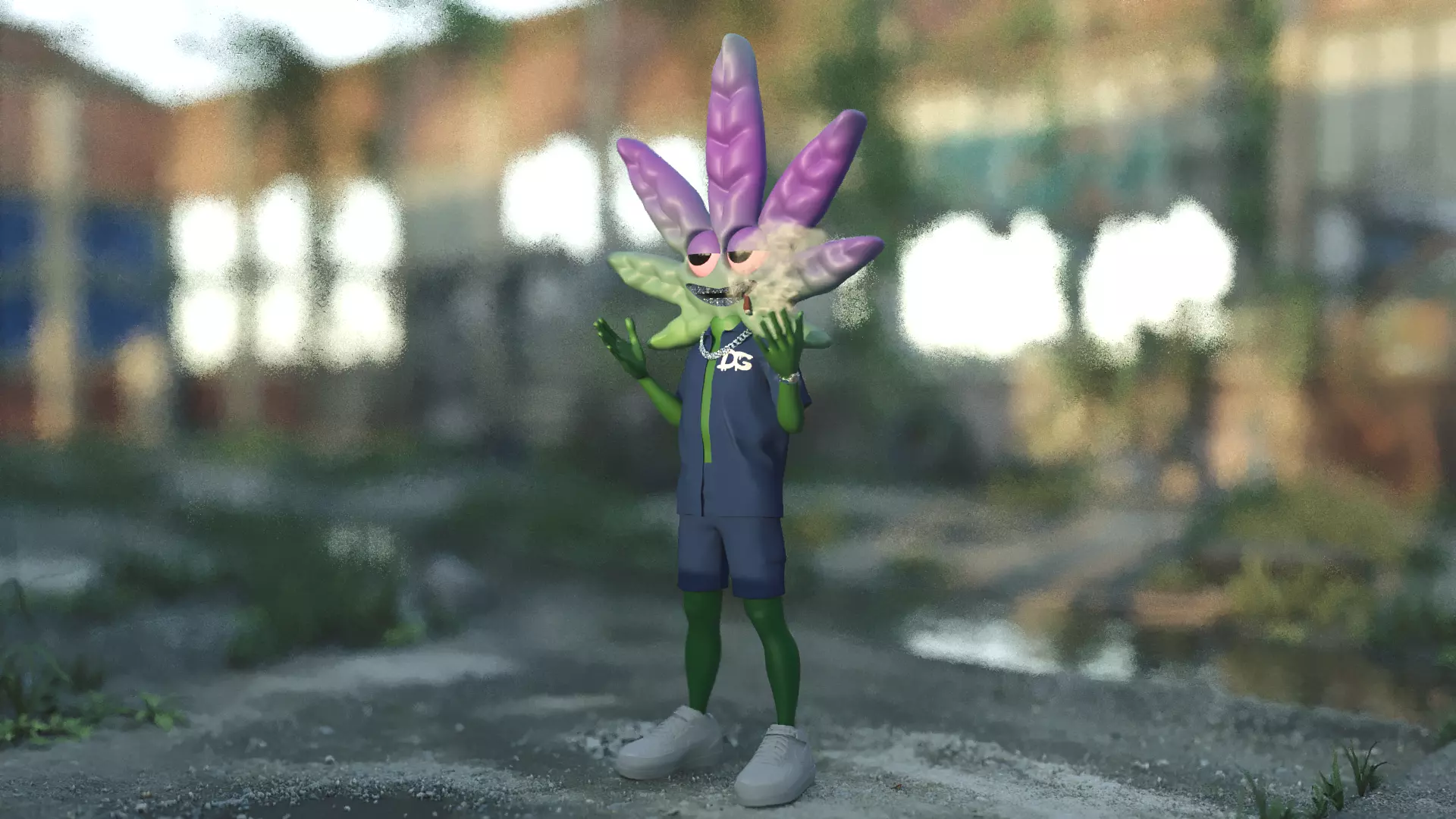 Cartoon Weed Head 3D model_4