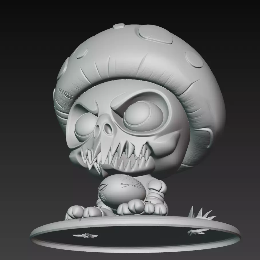 Bone Spore - Undead Mushroom Creature Sculpture 3D print model_7