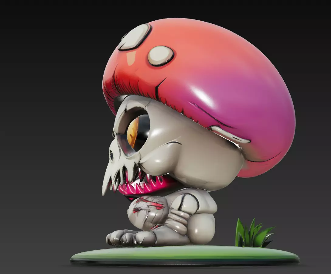 Bone Spore - Undead Mushroom Creature Sculpture 3D print model_4