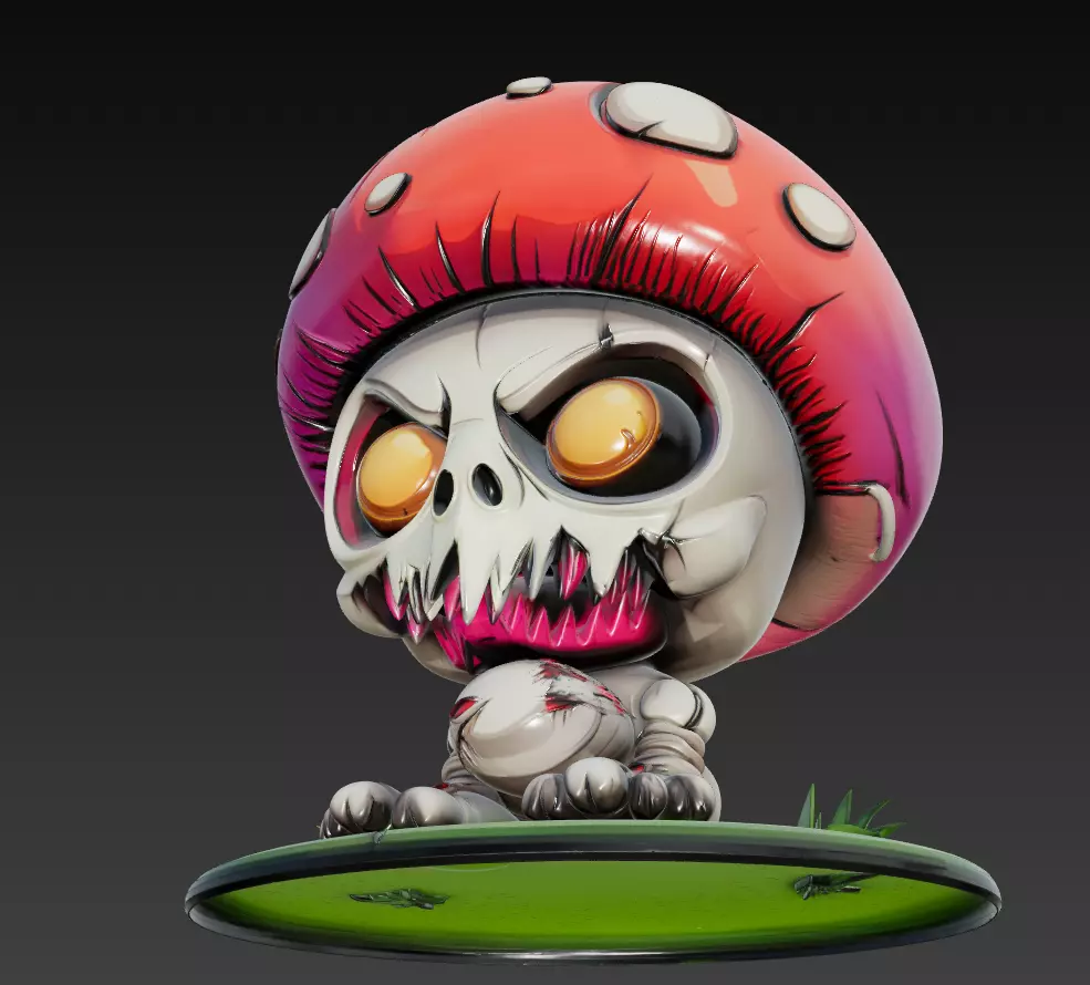 Bone Spore - Undead Mushroom Creature Sculpture 3D print model_2