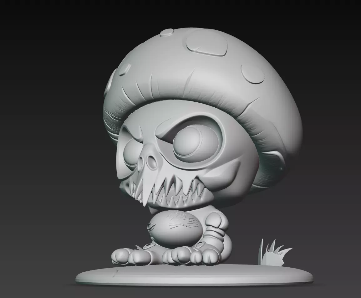 Bone Spore - Undead Mushroom Creature Sculpture 3D print model_8