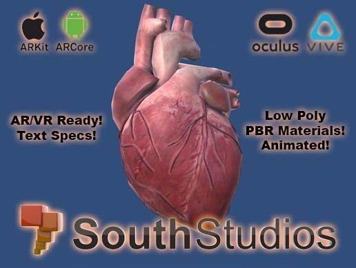 Animated Heart AR VR Unity 3dsmax Low-poly 3D model