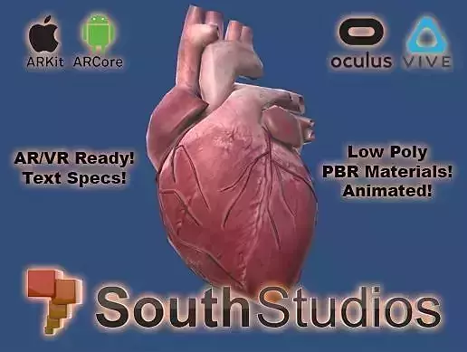 Animated Heart AR VR Unity 3dsmax Low-poly 3D model
