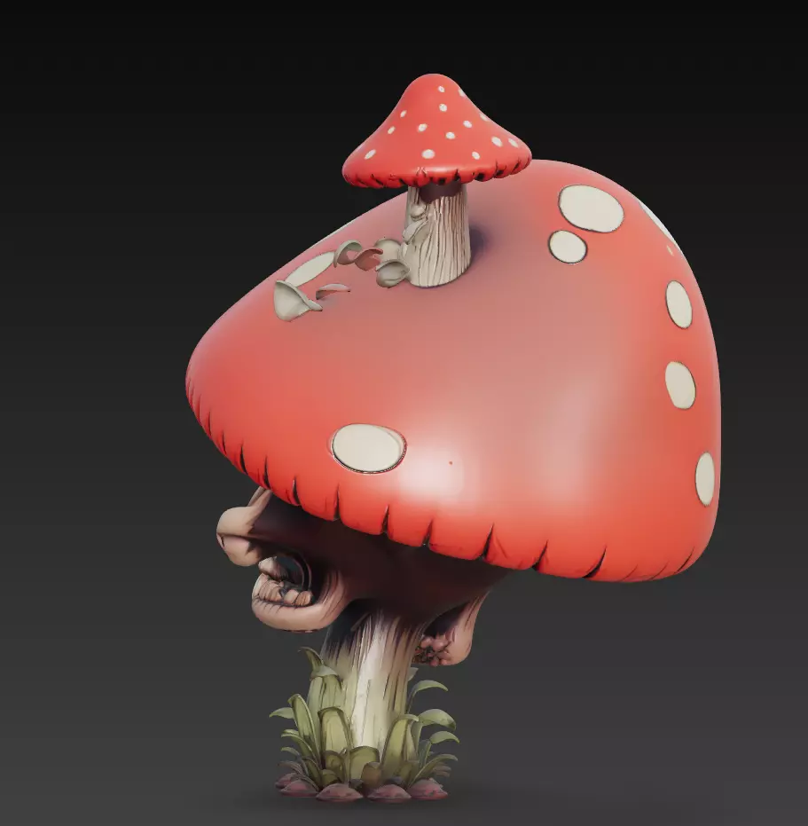 Shroom Reaper - Cursed Mushroom Skull Sculpture 3D print model_5