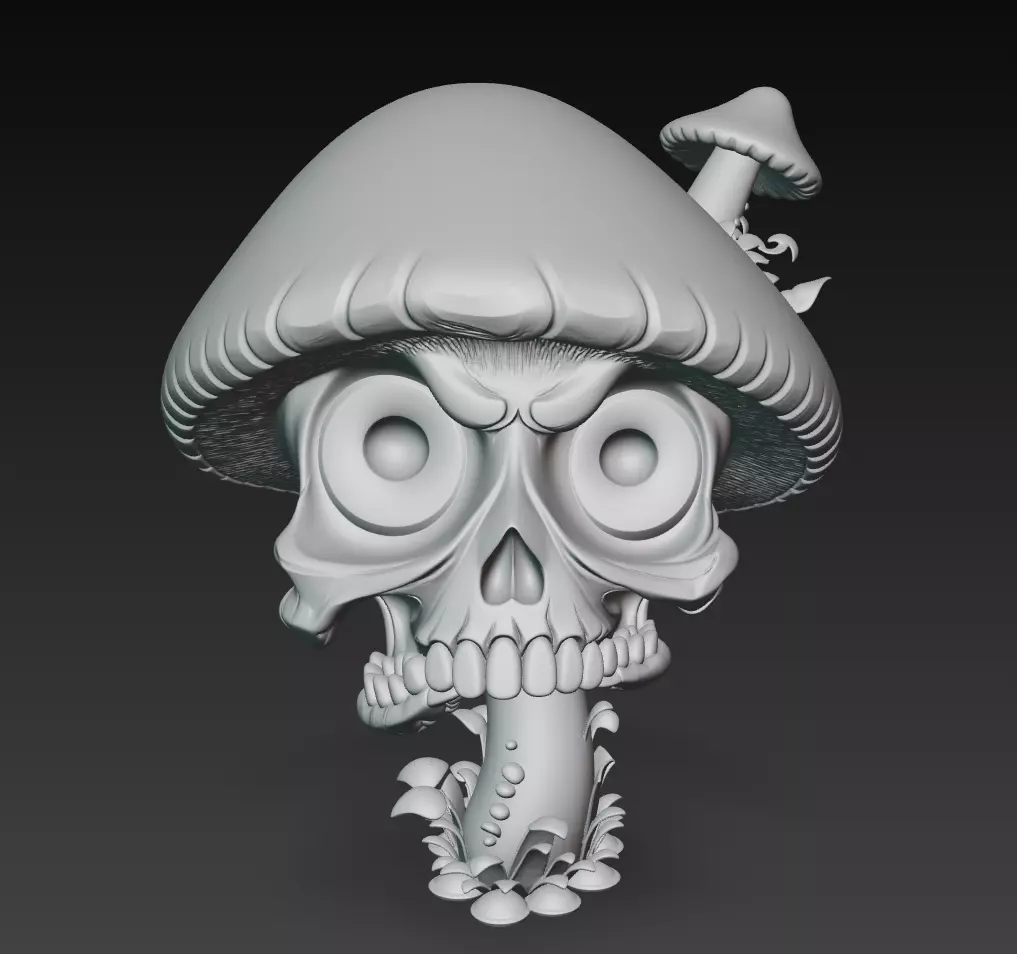 Shroom Reaper - Cursed Mushroom Skull Sculpture 3D print model_9
