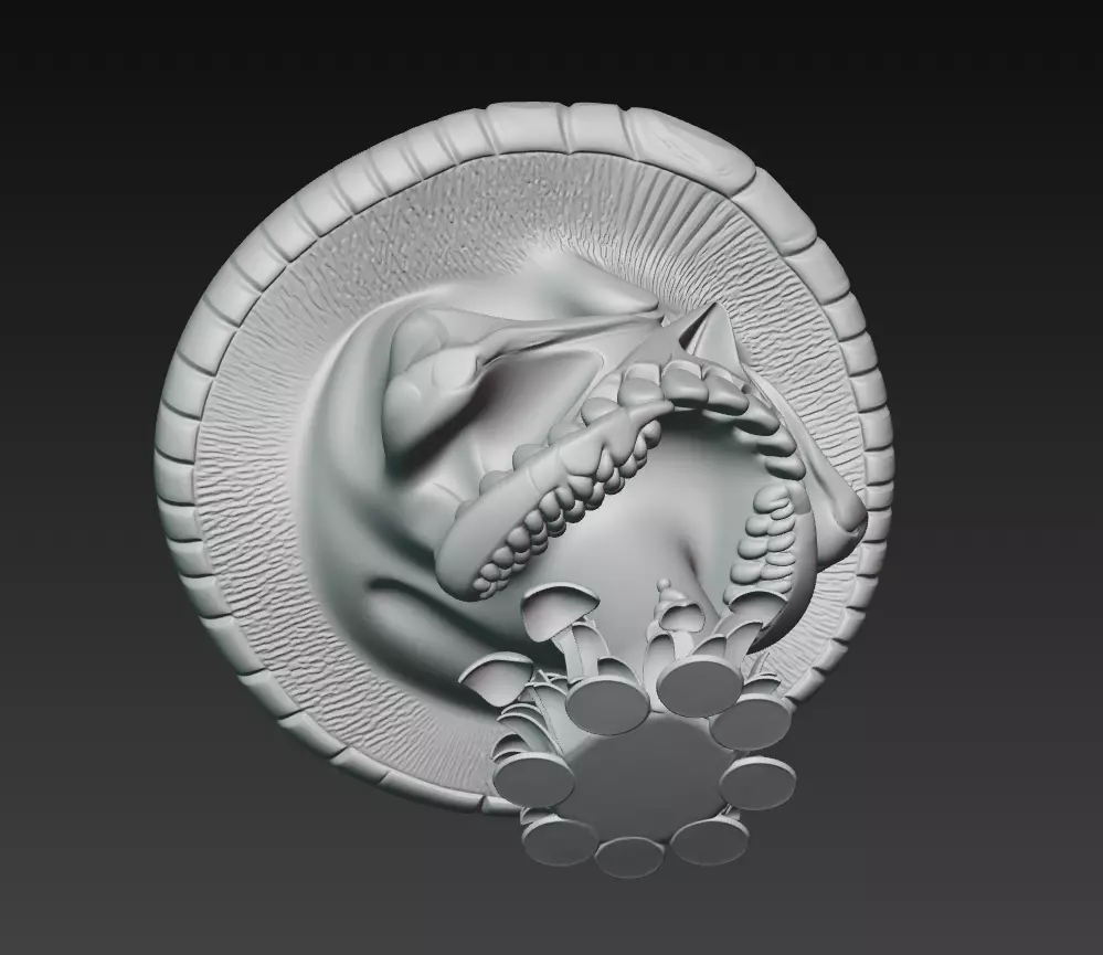 Shroom Reaper - Cursed Mushroom Skull Sculpture 3D print model_7