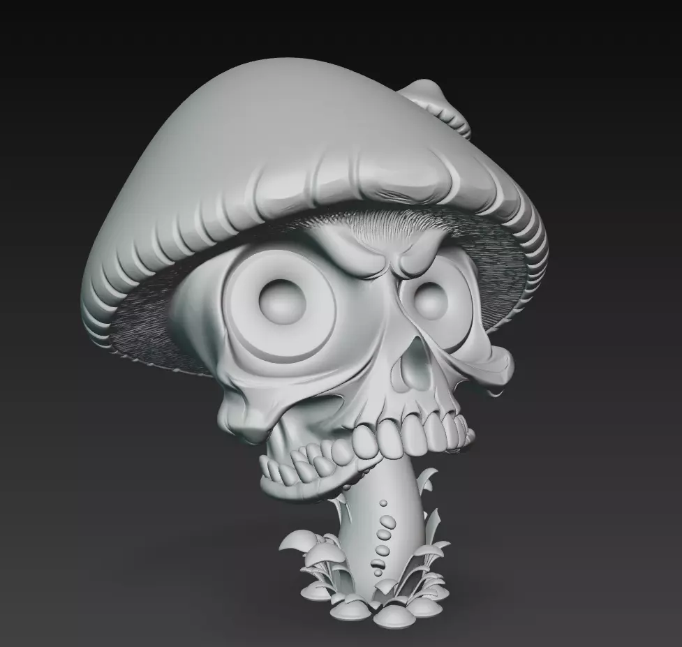 Shroom Reaper - Cursed Mushroom Skull Sculpture 3D print model_10