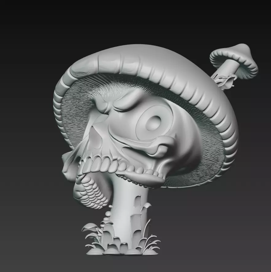 Shroom Reaper - Cursed Mushroom Skull Sculpture 3D print model_6