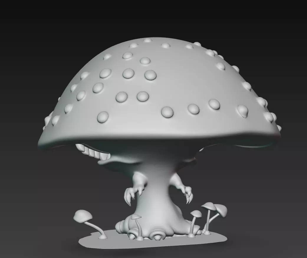 Fungus Fiend - Stylized Mushroom Monster Sculpture 3D print model_9