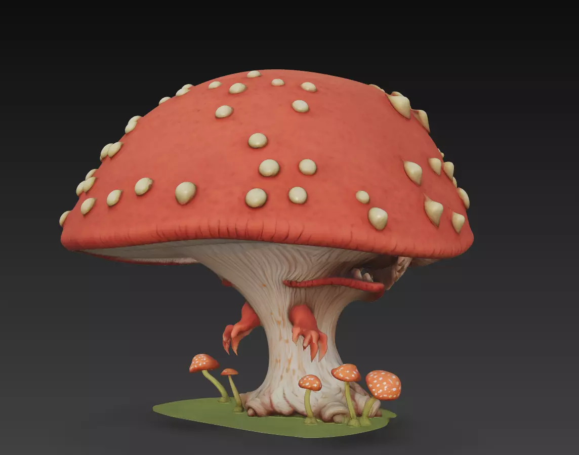 Fungus Fiend - Stylized Mushroom Monster Sculpture 3D print model_5