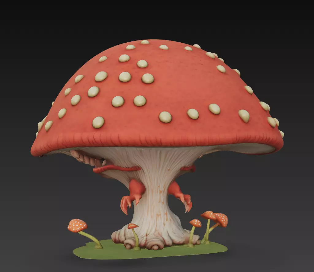 Fungus Fiend - Stylized Mushroom Monster Sculpture 3D print model_4