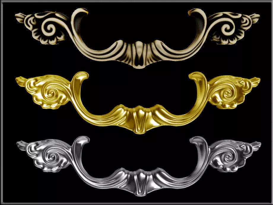 Antique Drawer Handle Low-poly 3D model_0