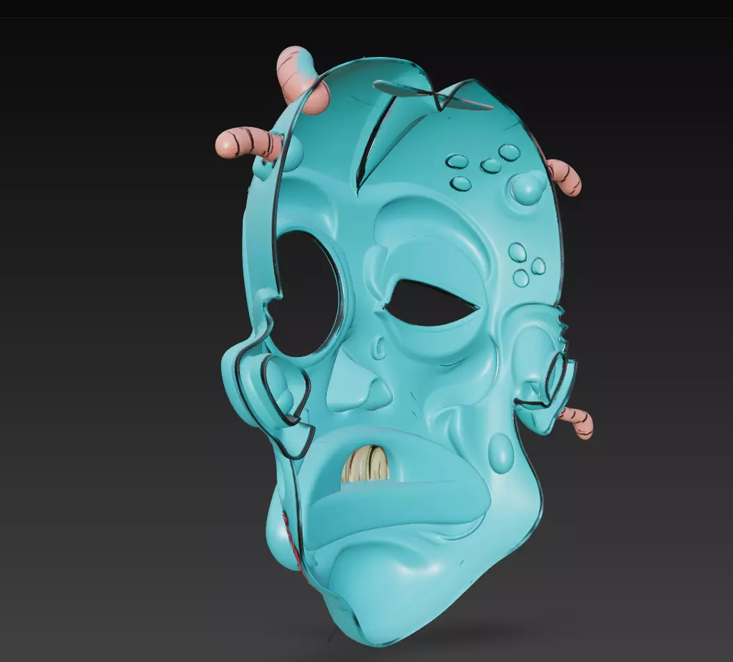 Worm-Infested Zombie Head - Stylized Horror 3D Model 3D print model_6