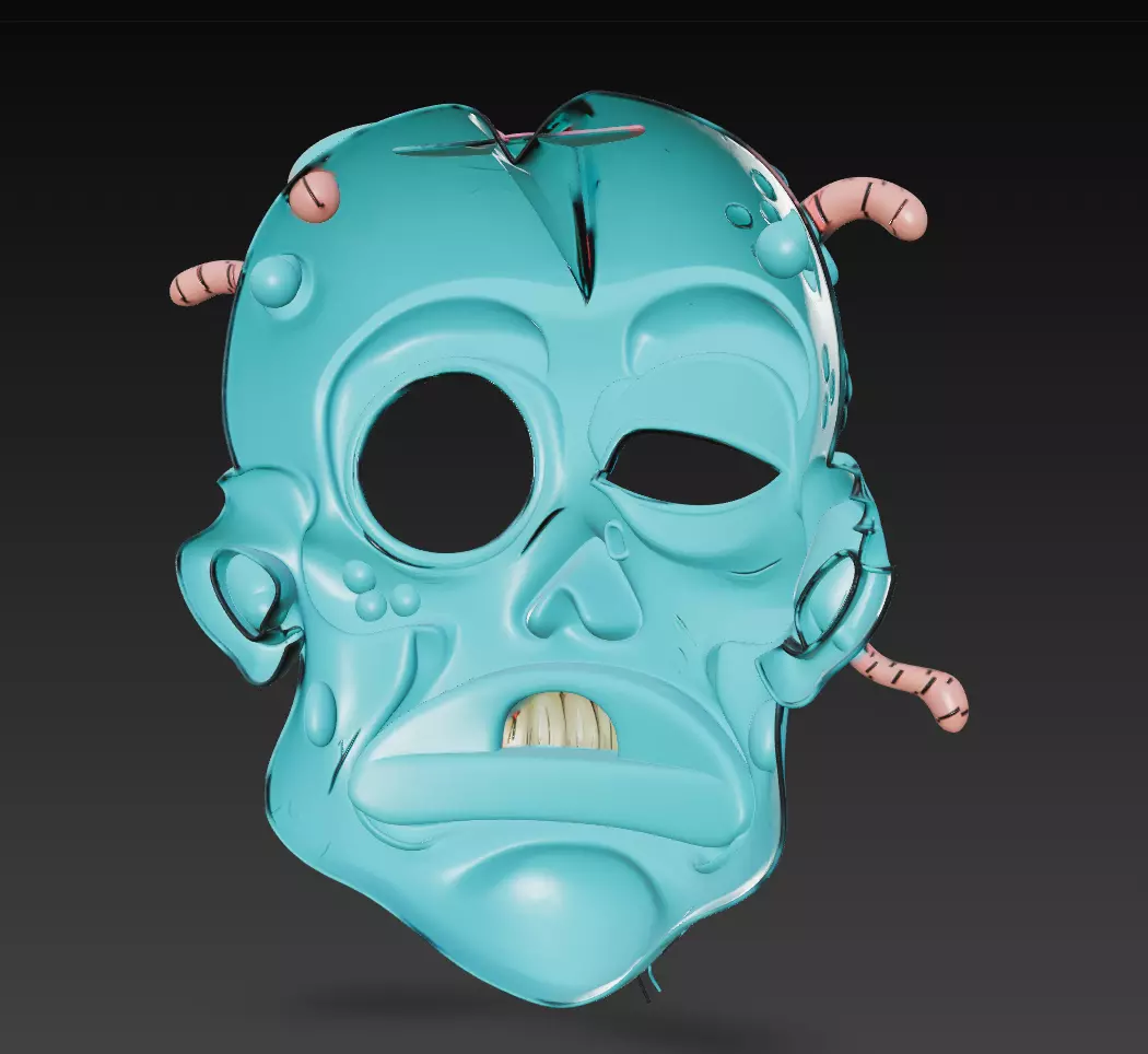 Worm-Infested Zombie Head - Stylized Horror 3D Model 3D print model_5