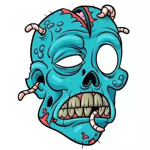 Worm-Infested Zombie Head - Stylized Horror 3D Model 3D print model Worm-Infested Zombie Head - Stylized Horror 3D Model 3D print model