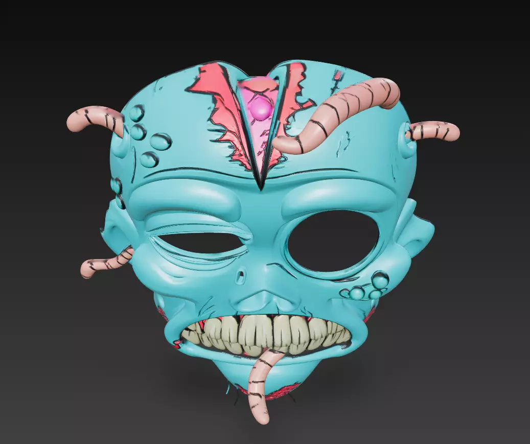 Worm-Infested Zombie Head - Stylized Horror 3D Model 3D print model_3
