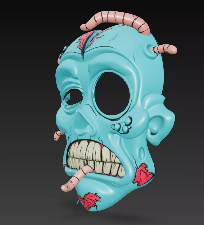 Worm-Infested Zombie Head - Stylized Horror 3D Model 3D print model_4