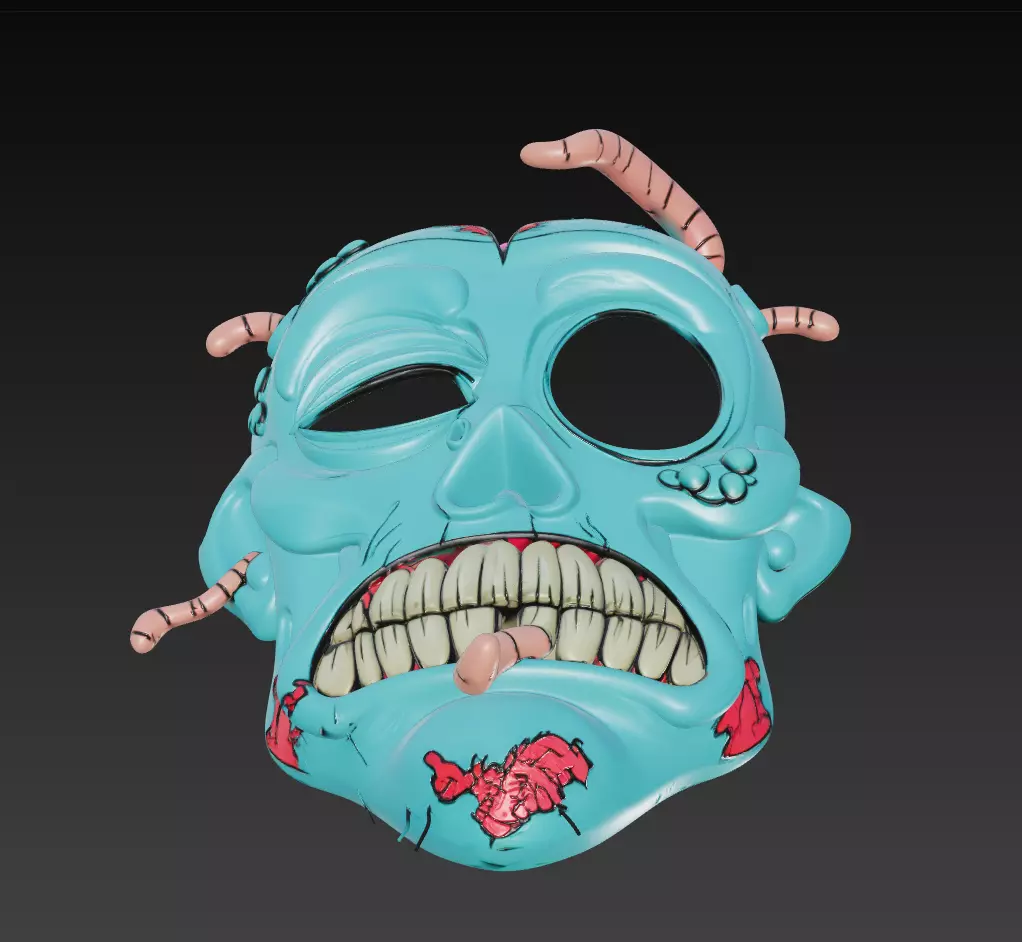 Worm-Infested Zombie Head - Stylized Horror 3D Model 3D print model_2