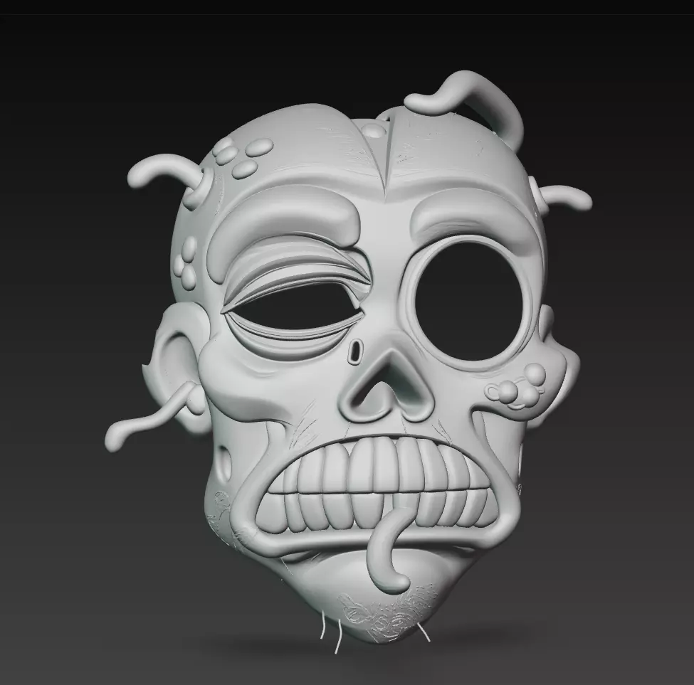 Worm-Infested Zombie Head - Stylized Horror 3D Model 3D print model_7
