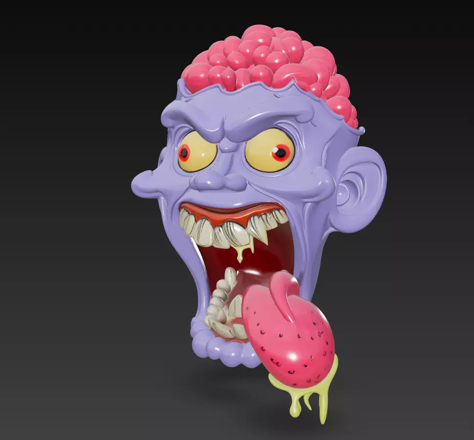 Cartoon Zombie Head - Stylized Horror 3D Model 3D print model_1