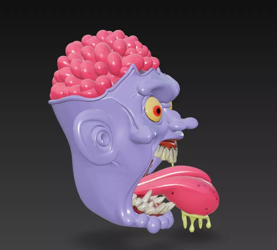 Cartoon Zombie Head - Stylized Horror 3D Model 3D print model_4