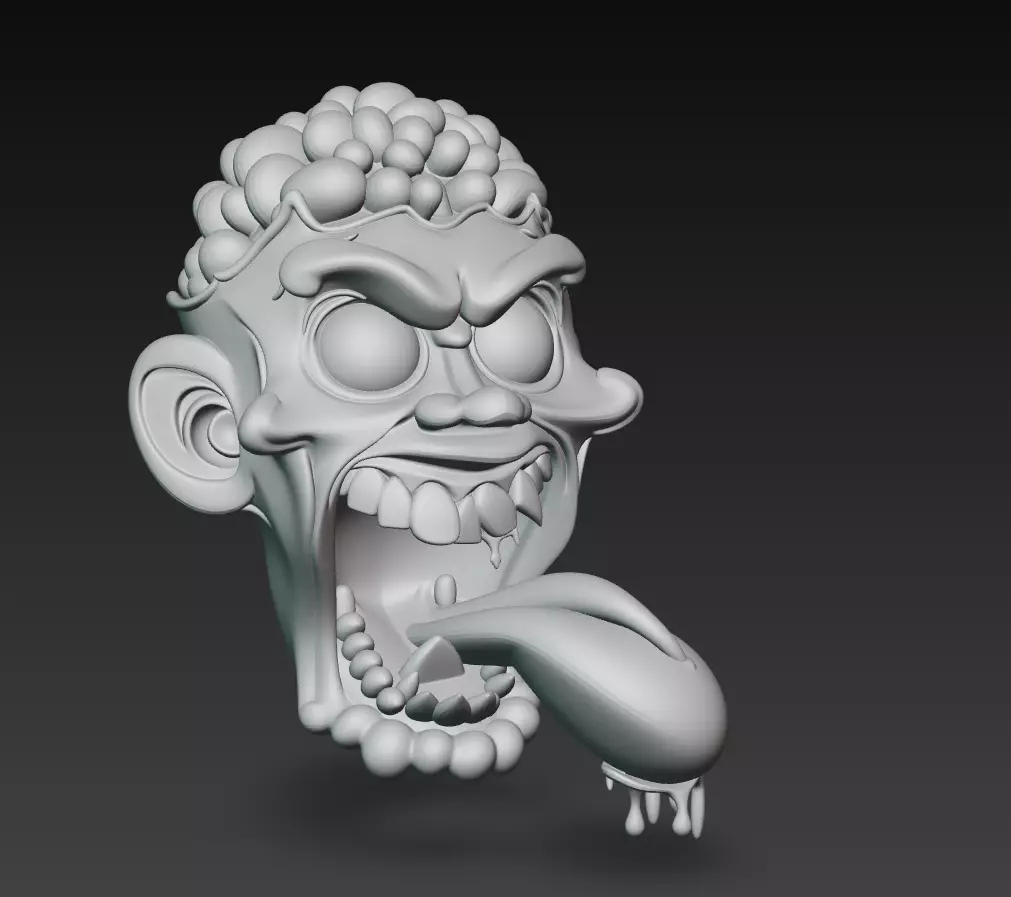 Cartoon Zombie Head - Stylized Horror 3D Model 3D print model_8