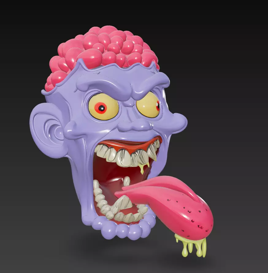 Cartoon Zombie Head - Stylized Horror 3D Model 3D print model_2