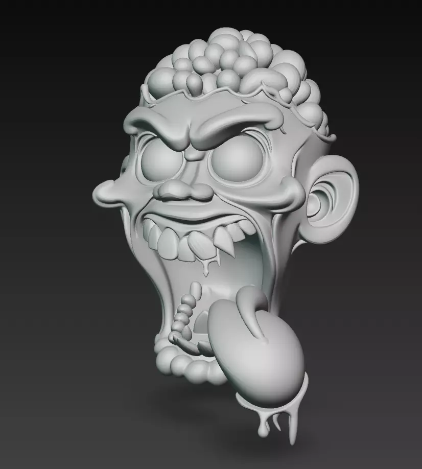 Cartoon Zombie Head - Stylized Horror 3D Model 3D print model_5