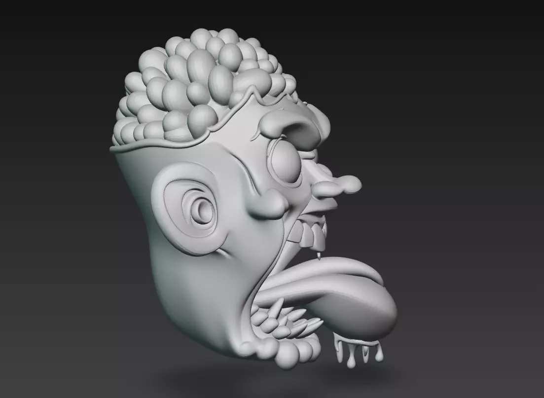 Cartoon Zombie Head - Stylized Horror 3D Model 3D print model_7