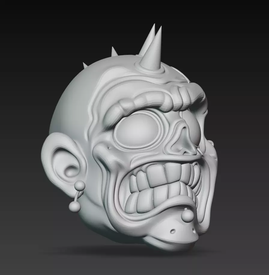 Punk Zombie Head - Stylized Horror 3D Model 3D print model_8