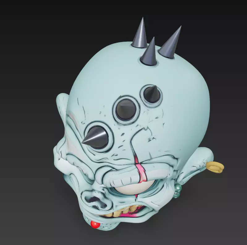 Punk Zombie Head - Stylized Horror 3D Model 3D print model_5