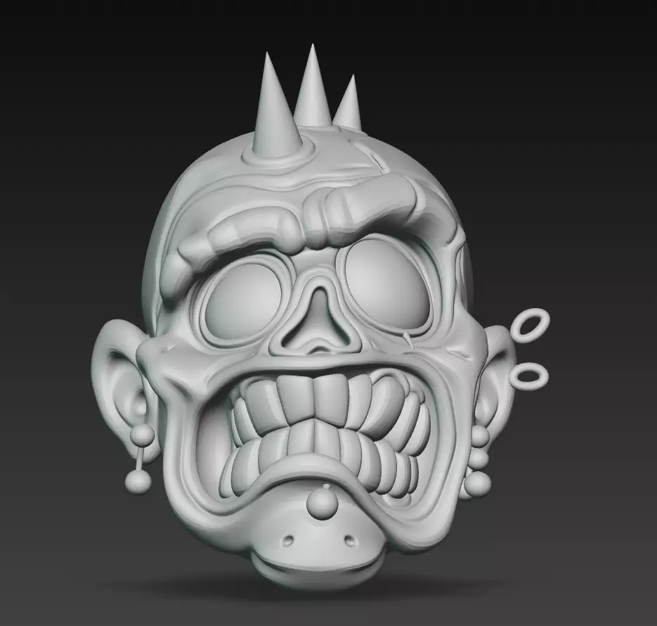 Punk Zombie Head - Stylized Horror 3D Model 3D print model_7
