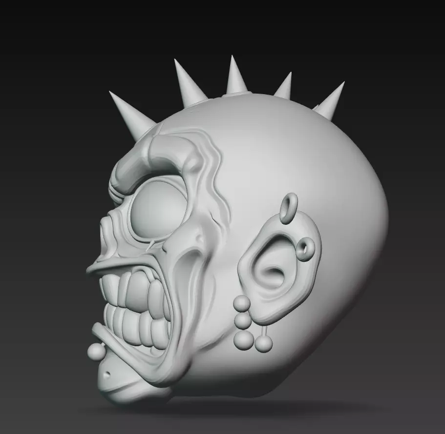 Punk Zombie Head - Stylized Horror 3D Model 3D print model_6