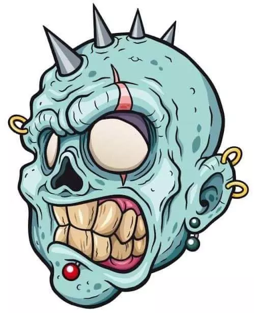 Punk Zombie Head - Stylized Horror 3D Model 3D print model_0