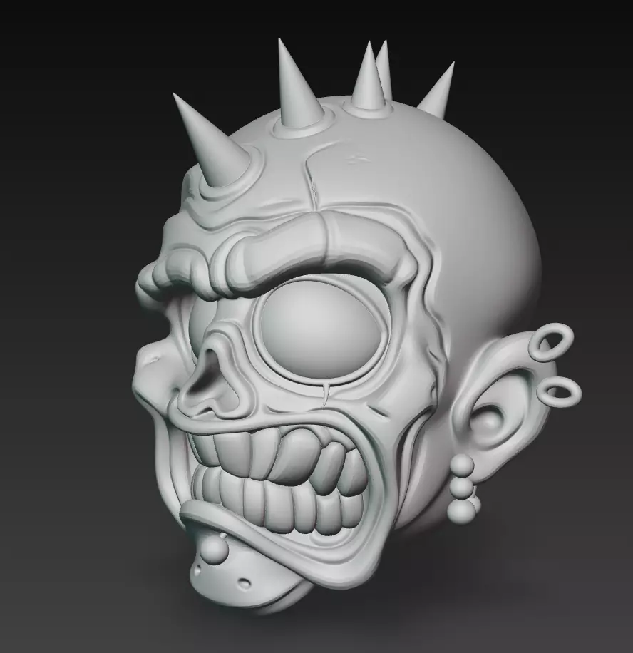 Punk Zombie Head - Stylized Horror 3D Model 3D print model_9