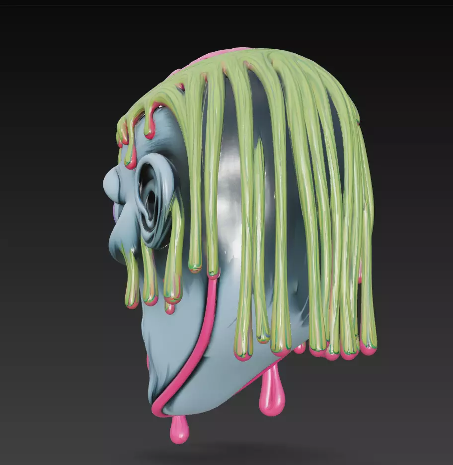 Melting Zombie Head - Stylized Horror 3D Model 3D print model_5