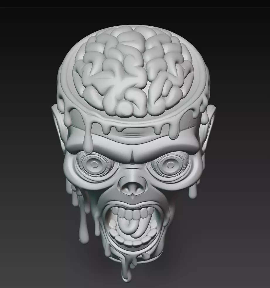 Melting Zombie Head - Stylized Horror 3D Model 3D print model_10